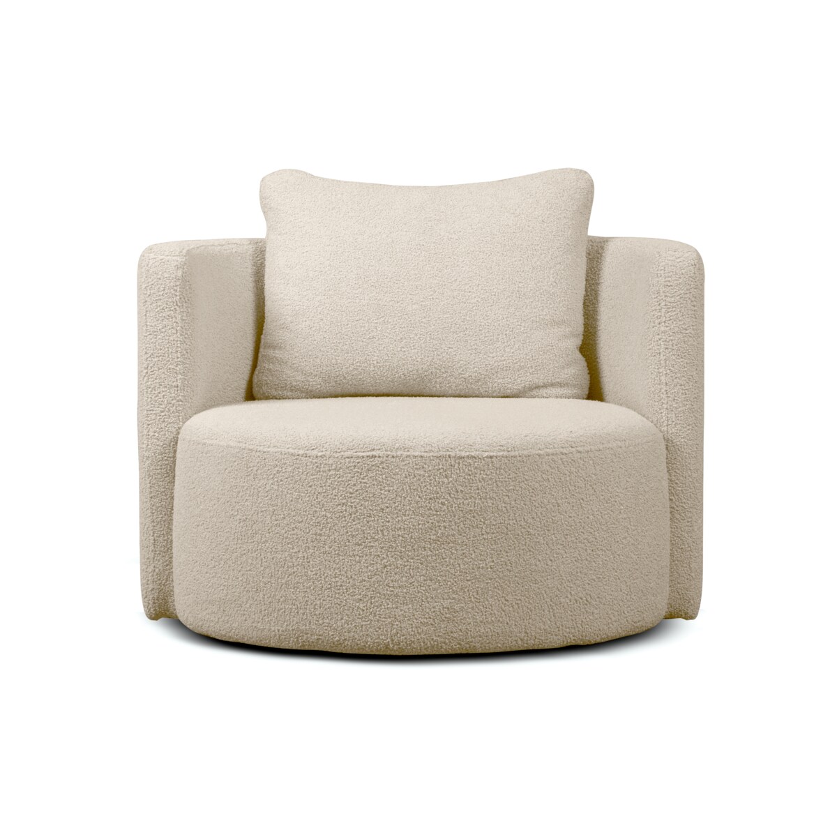 KONSIMO RAGGI Fotel i puf obrotowy baranek jasnobeżowy baranek