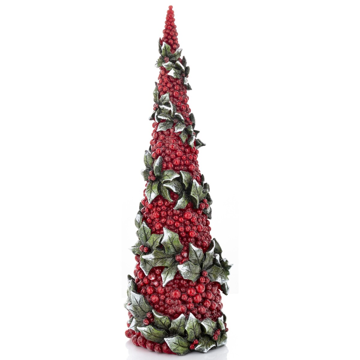 Choinka wysoka 45x15x15 cm RIBES-2 czerwona z zielonymi liśćmi