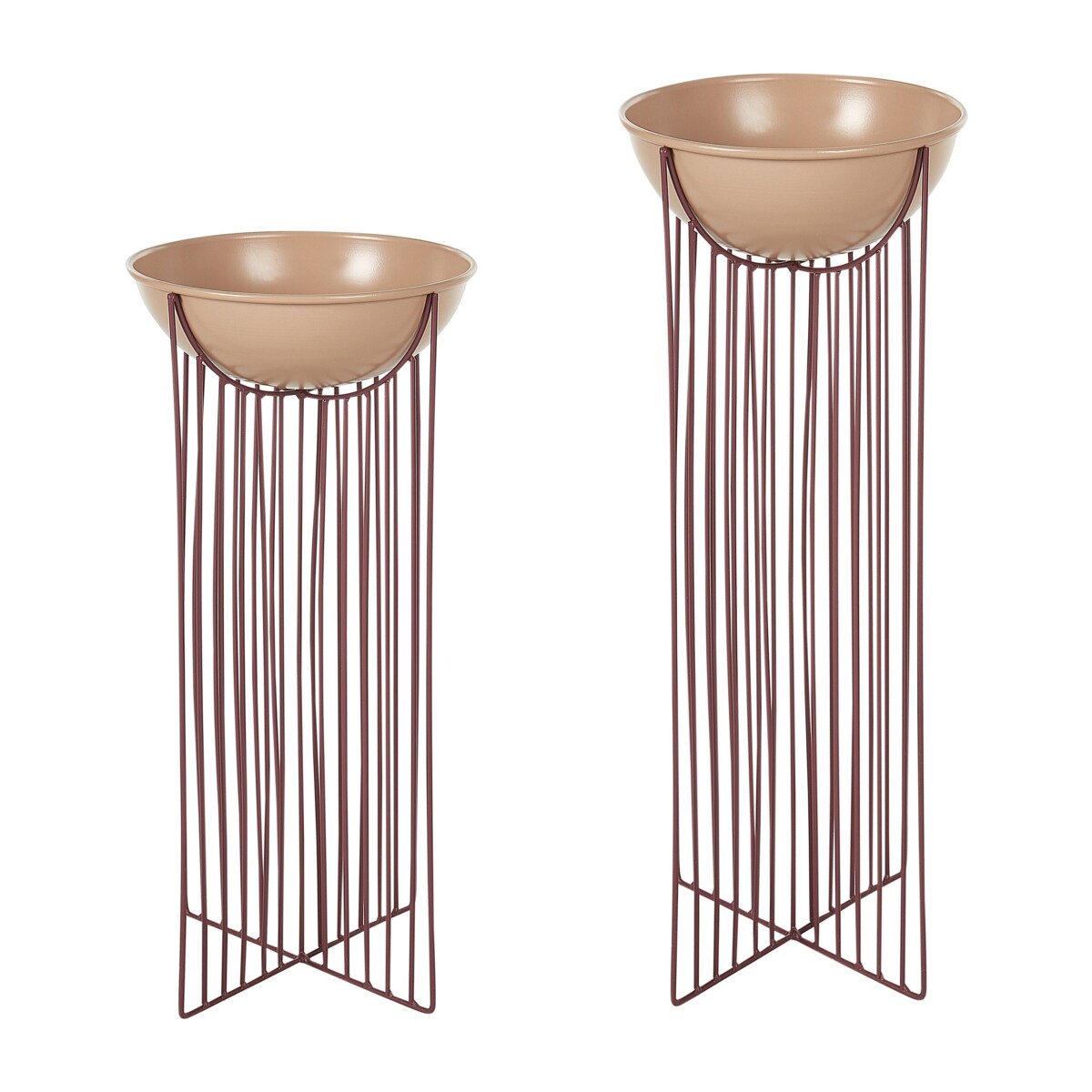 Zestaw 2 doniczek na stojaku metalowe różowy FICARIA