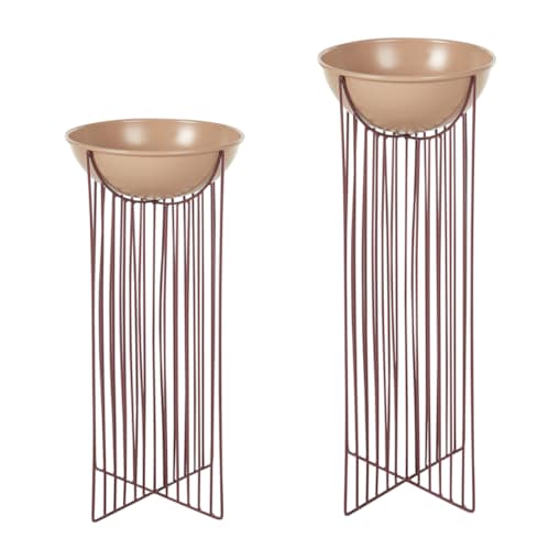 Zestaw 2 doniczek na stojaku metalowe różowy FICARIA