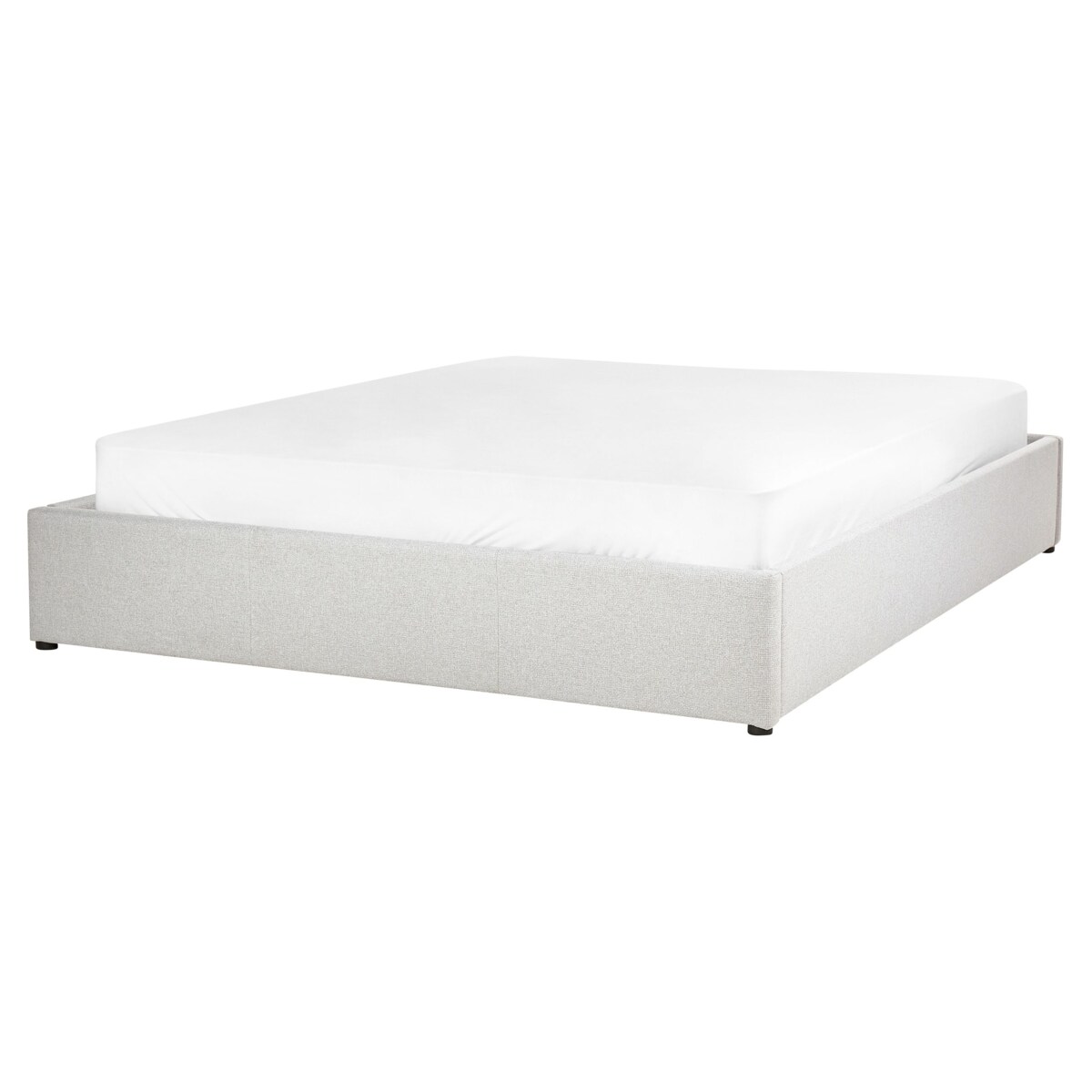 Łóżko z pojemnikiem tapicerowane 160 x 200 cm jasnoszare DINAN