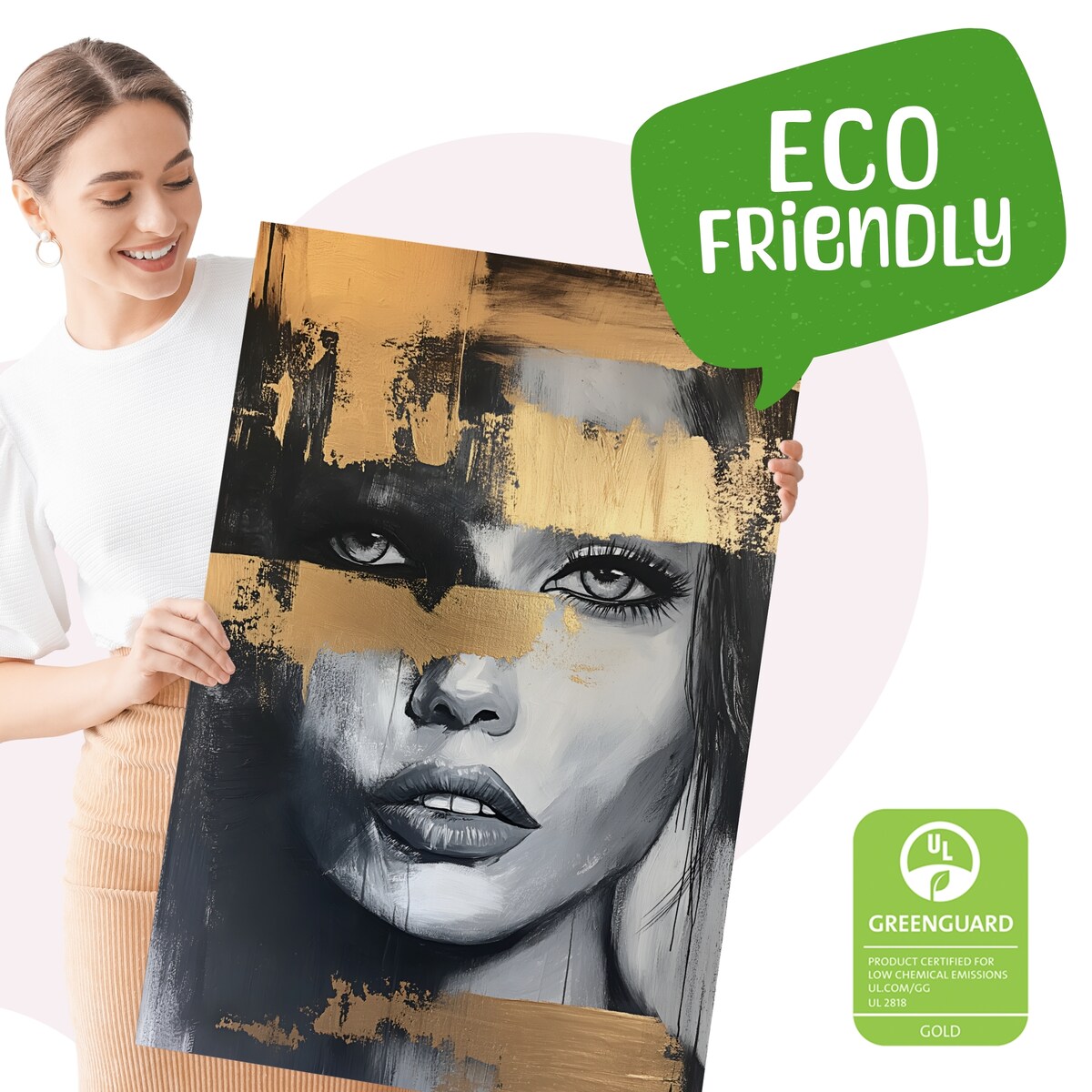 DUŻY OBRAZ NA PŁÓTNIE DO SALONU KOBIECY PORTRET GLAMOUR ABSTRAKCJA 80x120cm