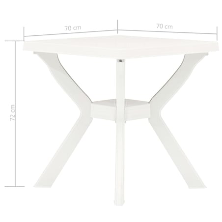 vidaXL Stolik bistro, biały, 70x70x72 cm, plastikowy