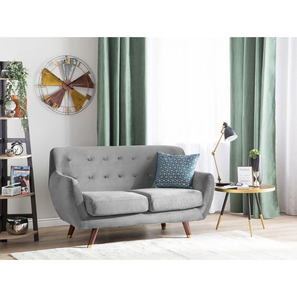 Sofa 2-osobowa welurowa szara BODO