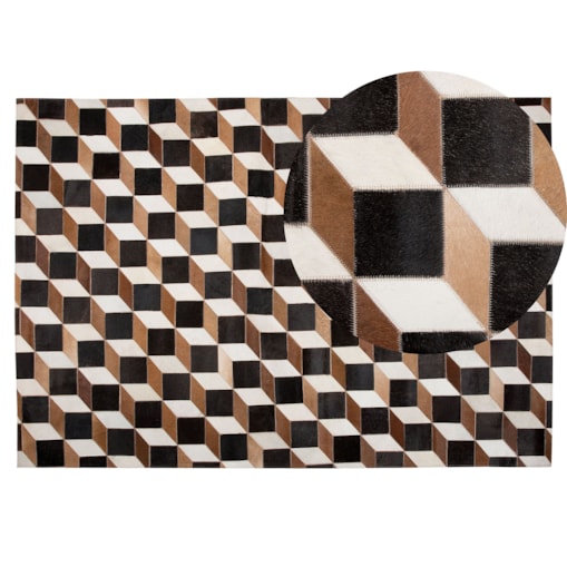 Dywan patchwork skórzany 140 x 200 cm brązowy ALPKOY
