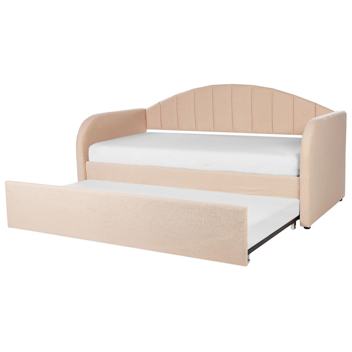 Łóżko wysuwane boucle 90 x 200 cm brzoskwiniowe EYBURIE