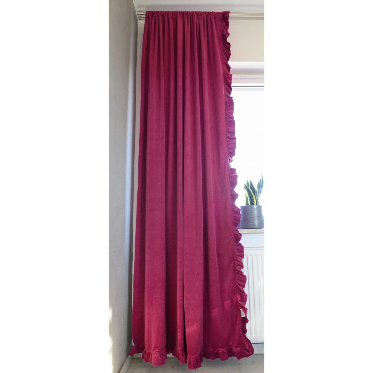 Zasłona Na Okno Okna Z Falbanką Do Salonu Sypialni 150X250 Cm Burgund