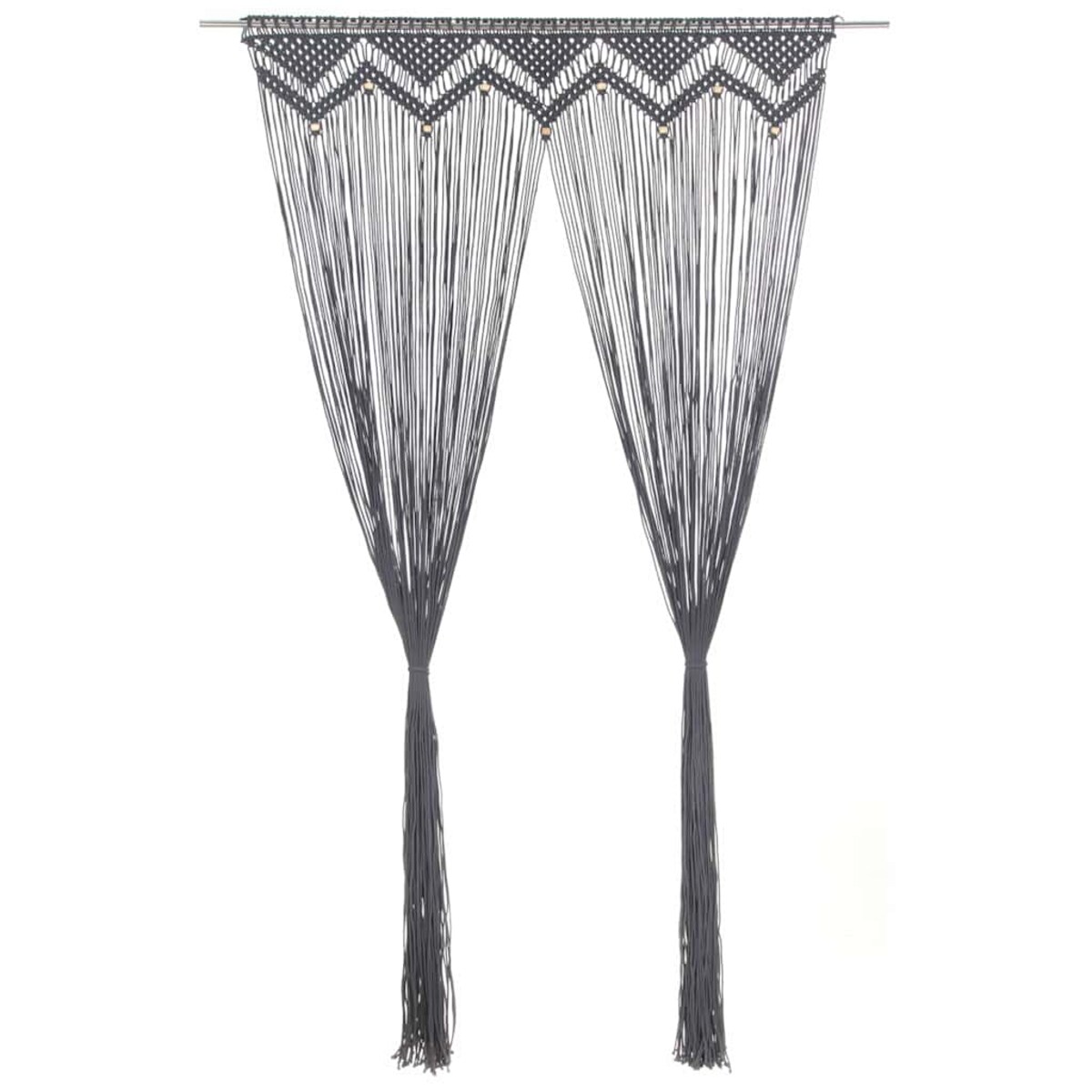 vidaXL Zasłona z makramy, antracyt, 140 x 240 cm, bawełna