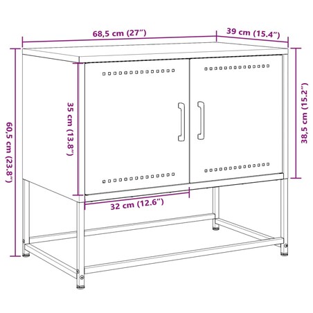 vidaXL Szafka pod telewizor, antracytowa, 68,5x39x60,5 cm, stalowa