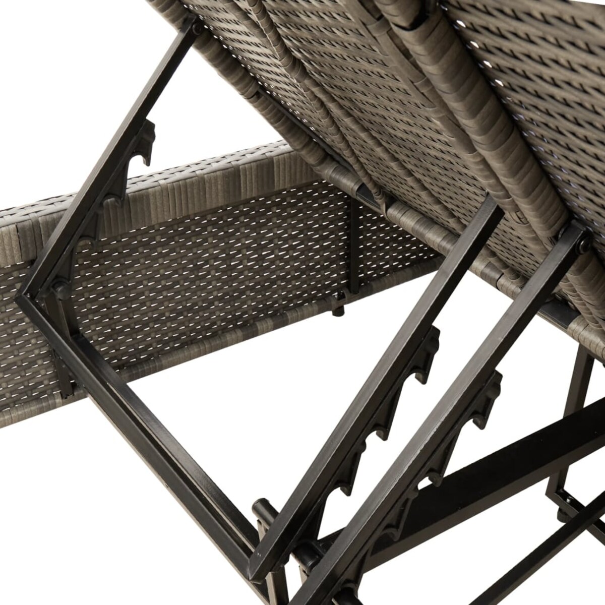 vidaXL Podwójna leżanka z poduszkami, szara, polirattan