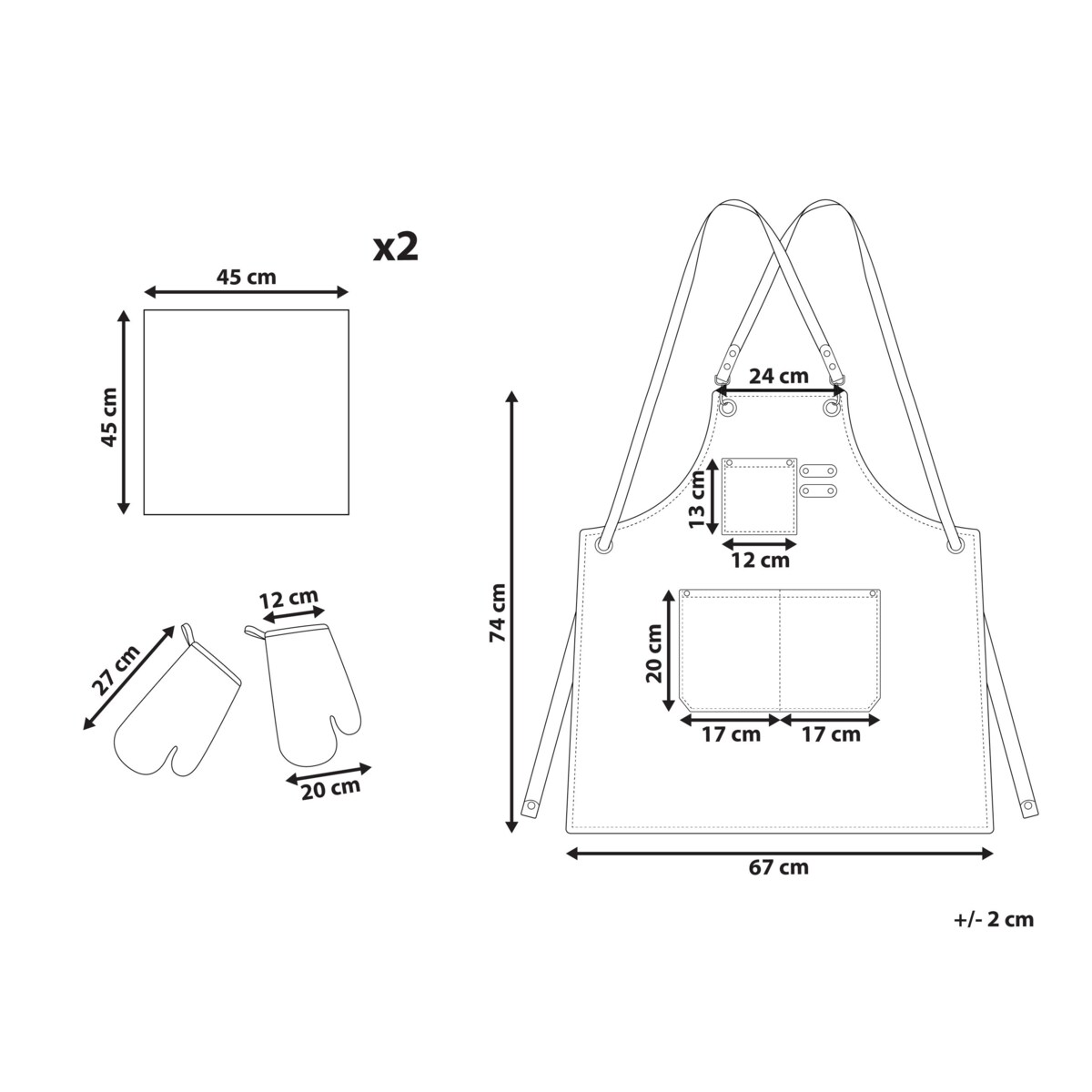 Zestaw tekstyliów kuchennych RAPHANUS Czarny