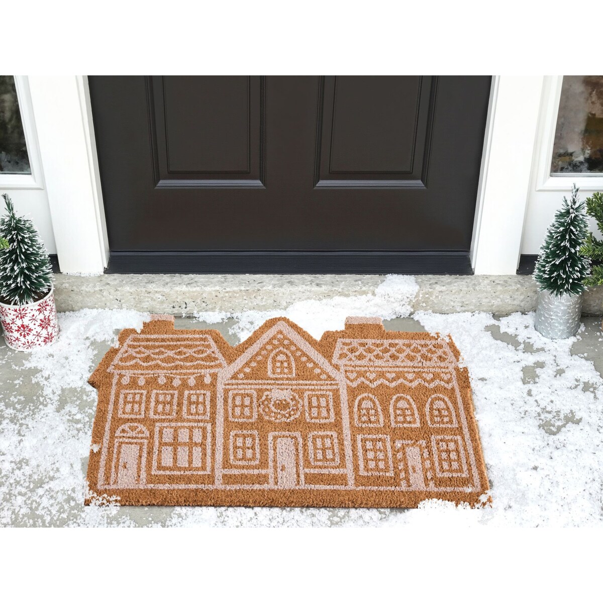 Wycieraczka MUHIKAP Naturalny 60 x 90 cm Wzór świąteczny Włókno kokosowe