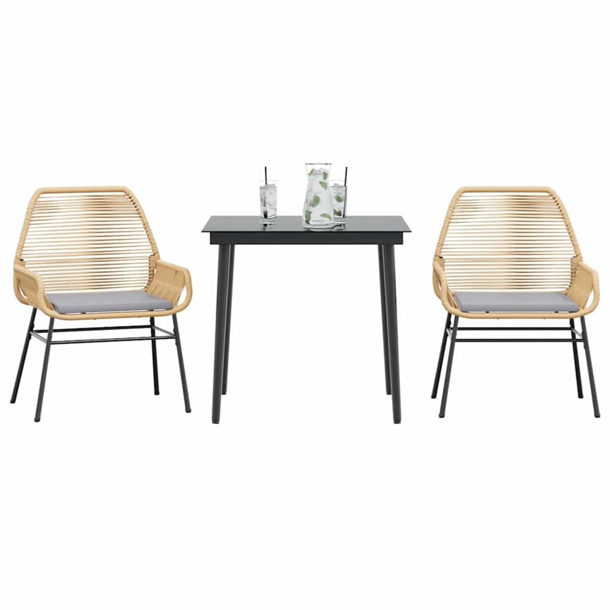 vidaXL 3-częściowy zestaw ogrodowy poduszkami brązowy polirattan szkło