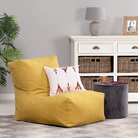 Pufa - fotel, musztardowy szenil, 67 x 31 x 75 cm, Etna