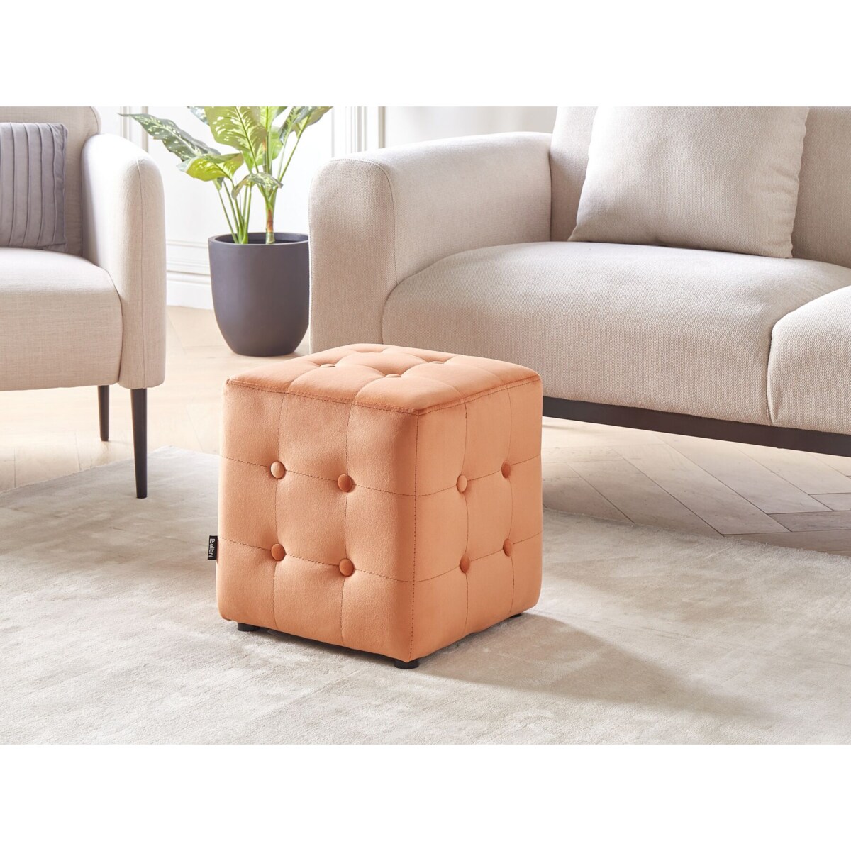 Puf welurowy 36 x 36 x 39 cm pomarańczowy WISCONSIN