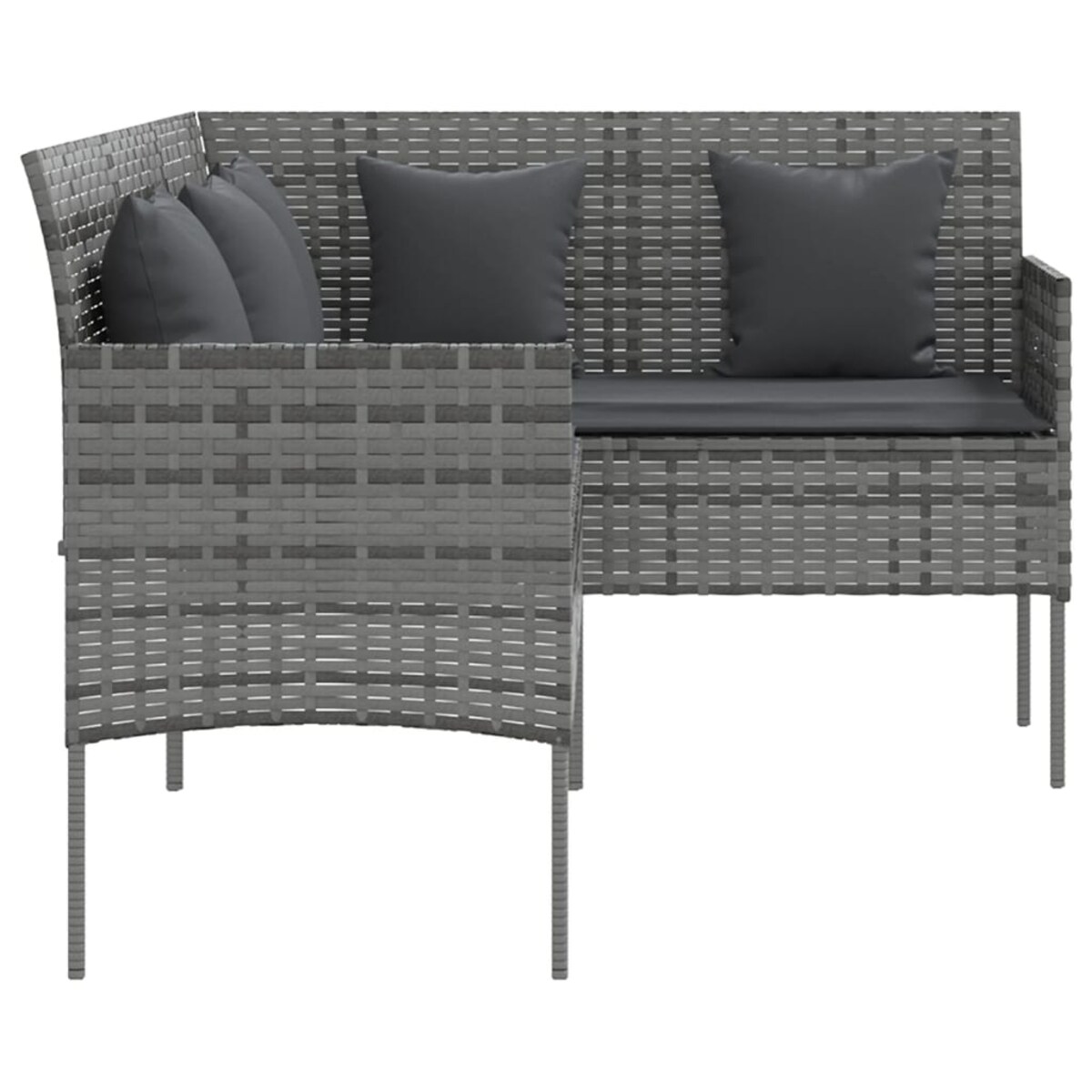 vidaXL Sofa w kształcie litery L z poduszkami, rattan PE, szara