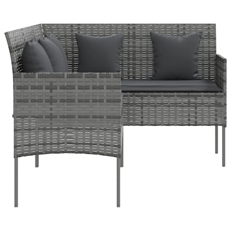vidaXL Sofa w kształcie litery L z poduszkami, rattan PE, szara