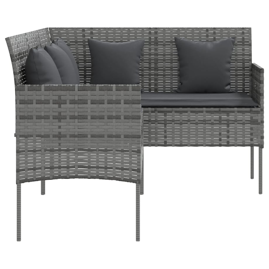 vidaXL Sofa w kształcie litery L z poduszkami, rattan PE, szara