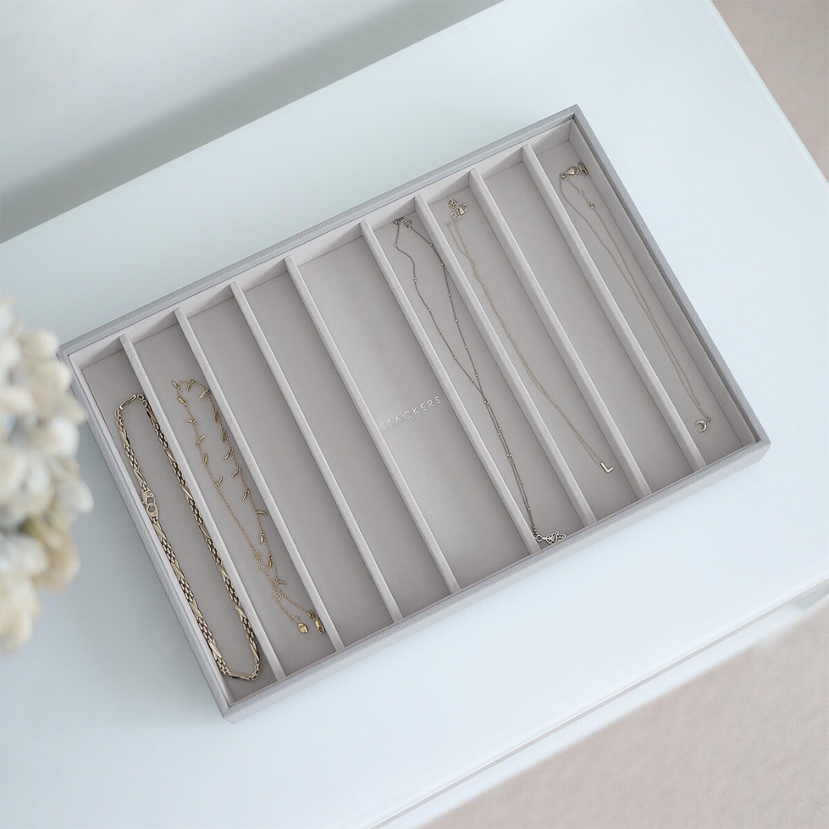 Szkatułka na naszyjniki Stackers 9 komorowa supersize kamienna szarość