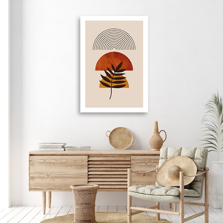 Obraz na płótnie, Gałązka i tęcza boho