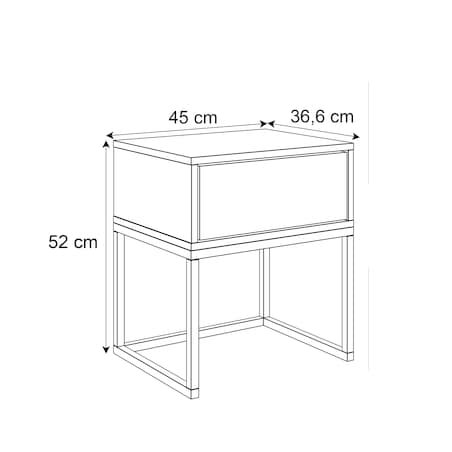 Stolik nocny BLANCO GOLD czarny high gloss na złotym, chromowanym stelażu 45x52x36,6 cm