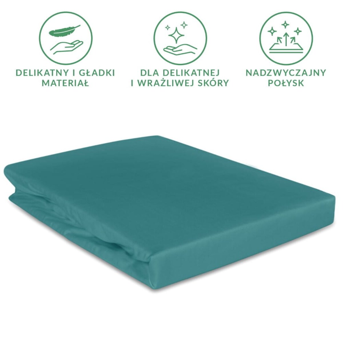 Prześcieradło satynowe z gumką 120x200 kolor Ciemny turkus