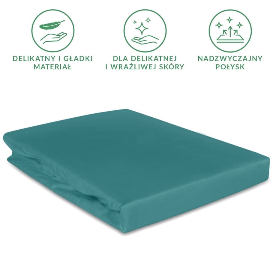 Prześcieradło satynowe z gumką 120x200 kolor Ciemny turkus