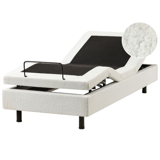 Łóżko regulowane bez zagłówka Boucle DUKE 80 x 200 cm Złamana biel