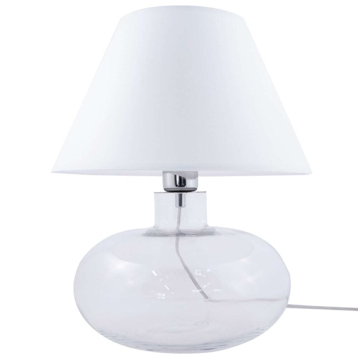 Nocna LAMPKA stojąca MERSIN 5512WH Zumaline szklana LAMPA abażurowa biała przezroczysta