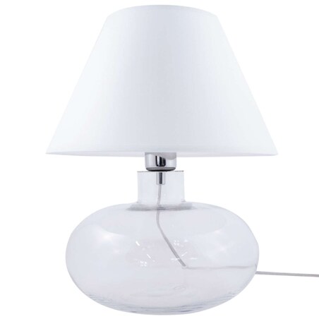 Nocna LAMPKA stojąca MERSIN 5512WH Zumaline szklana LAMPA abażurowa biała przezroczysta