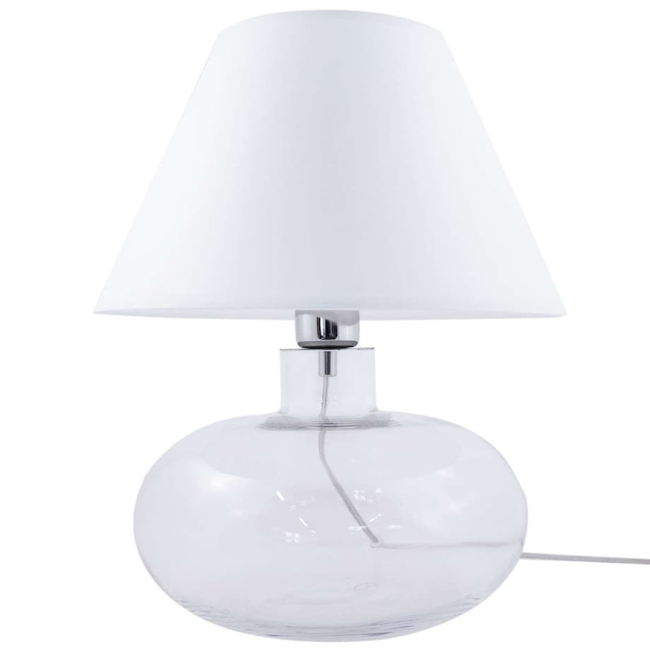Nocna LAMPKA stojąca MERSIN 5512WH Zumaline szklana LAMPA abażurowa biała przezroczysta