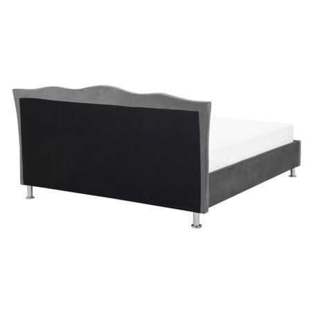 Łóżko z pojemnikiem welurowe 140 x 200 cm ciemnoszare METZ