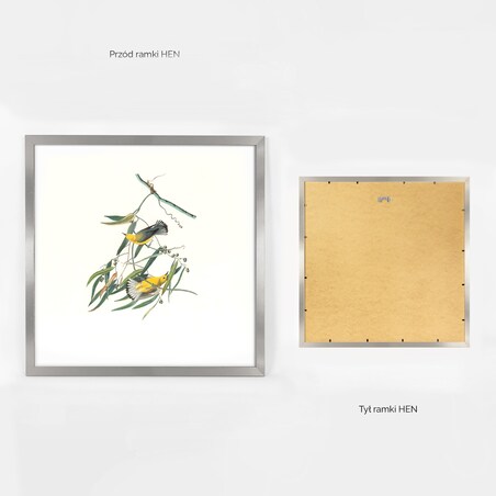 Ramka na zdjęcia 50x50 cm srebrna rama MDF z plexi do powieszenia pion poziom klasyczna kwadratowa ramka FRAMAI®