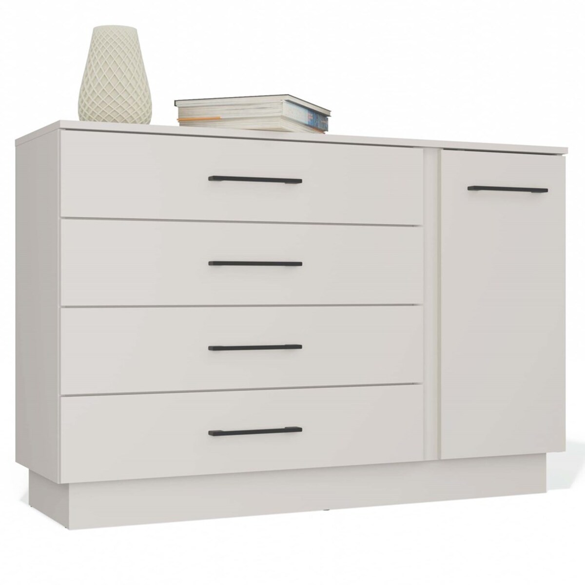 Komoda AMBER 1D4S Szafka 1 Drzwi 4 Szuflady Do Sypialni Salonu Kaszmir Beż