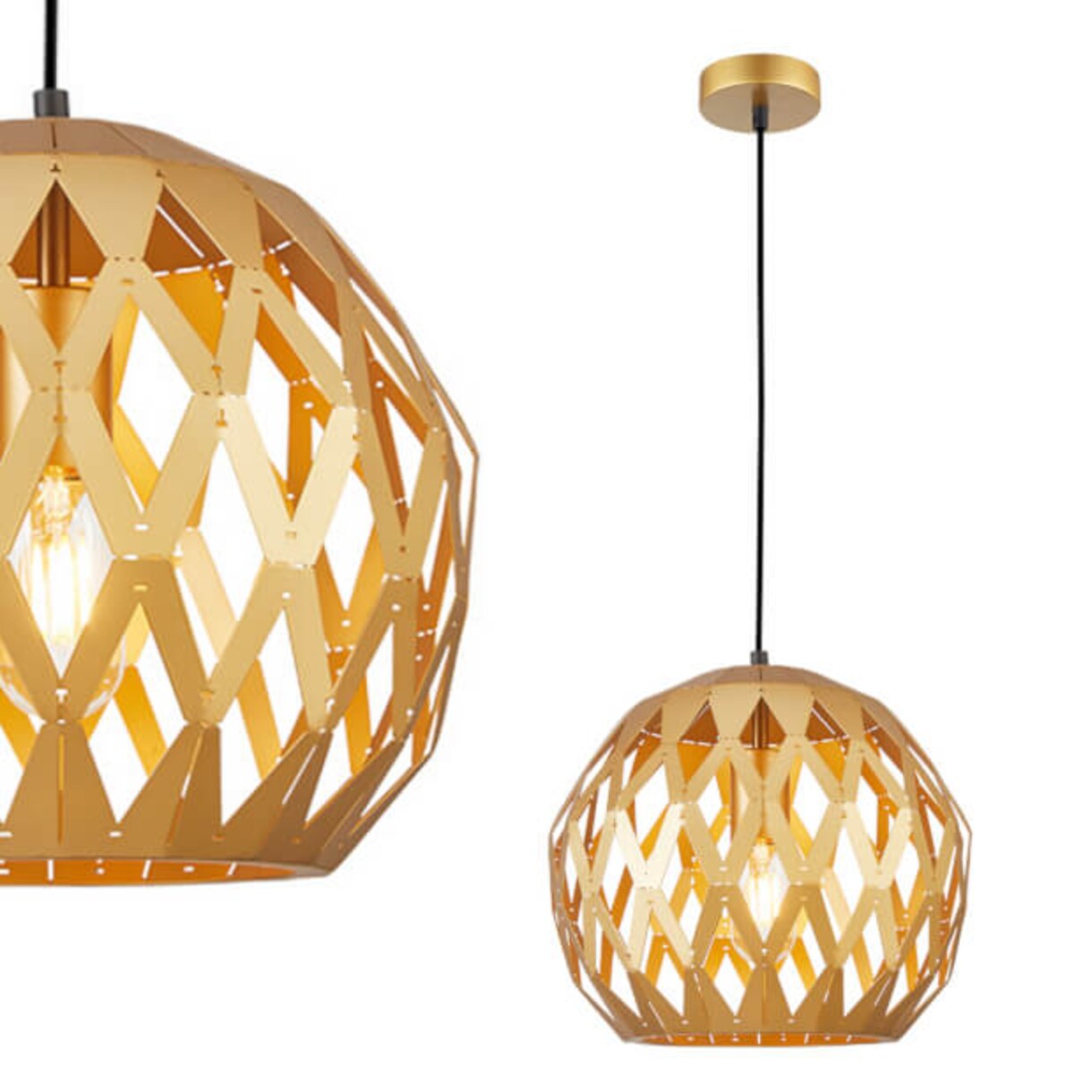 Złota lampa wisząca Hilo klatka nad kuchenną wyspę ball