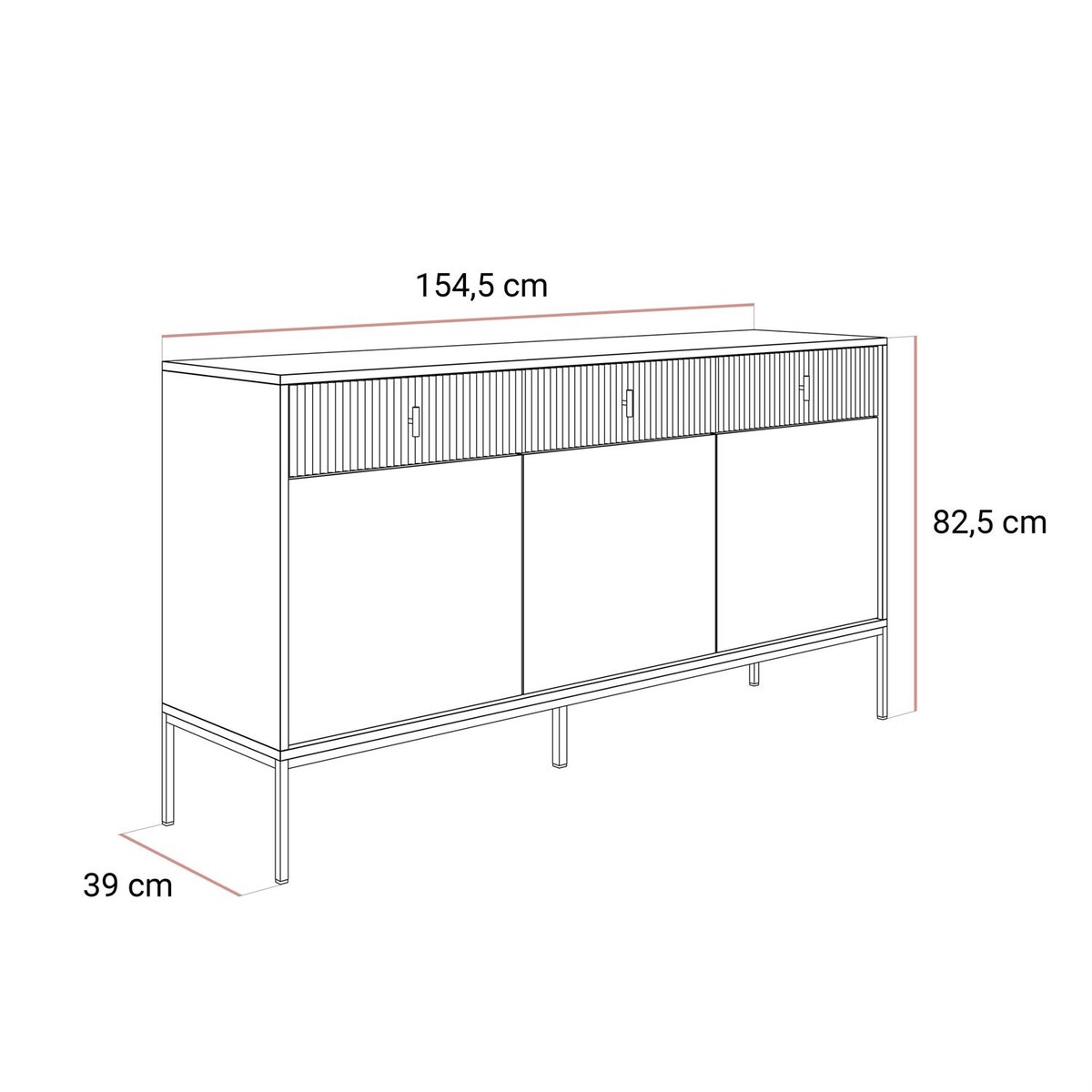 Komoda MIDNIGHT 3D3S z trzema szufladami na stelażu, czarna