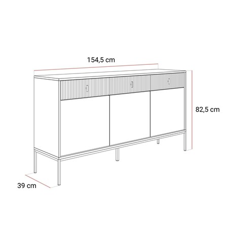 Komoda MIDNIGHT 3D3S z trzema szufladami na stelażu, czarna