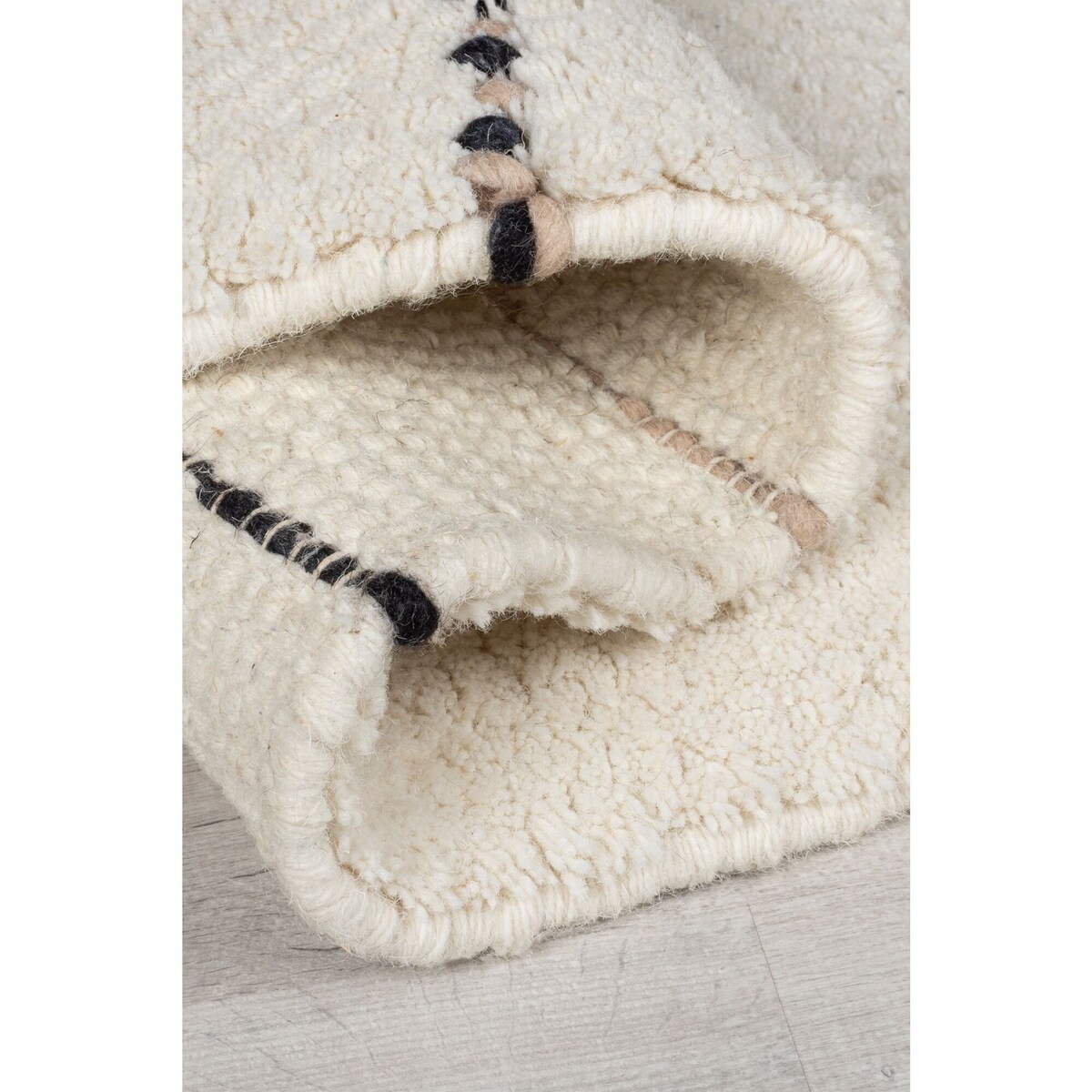 Dywan Wełniany Dottie Linear Czarny/Biały 120x170