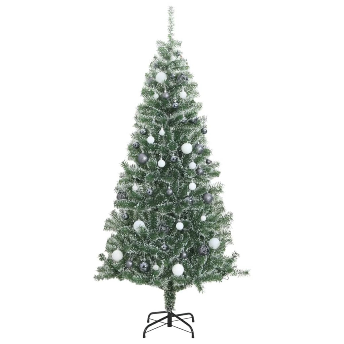 vidaXL Sztuczna choinka z 300 LED, bombkami i śniegiem, 180 cm