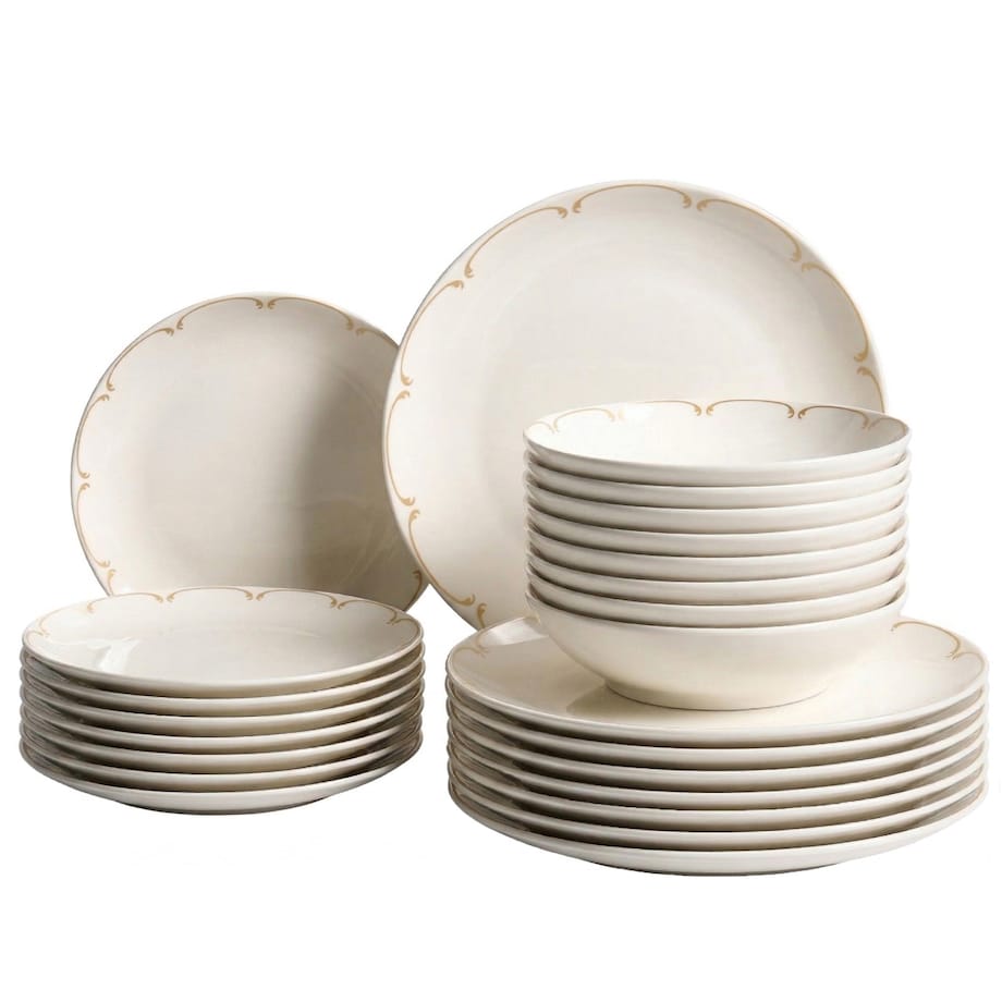 Zastawa stołowa 24-częściowa CHAROLI Porcelana Biały/ złoty