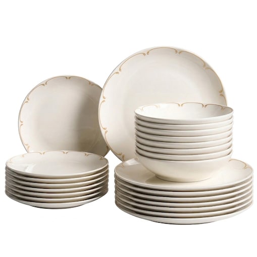 Zastawa stołowa 24-częściowa CHAROLI Porcelana Biały/ złoty