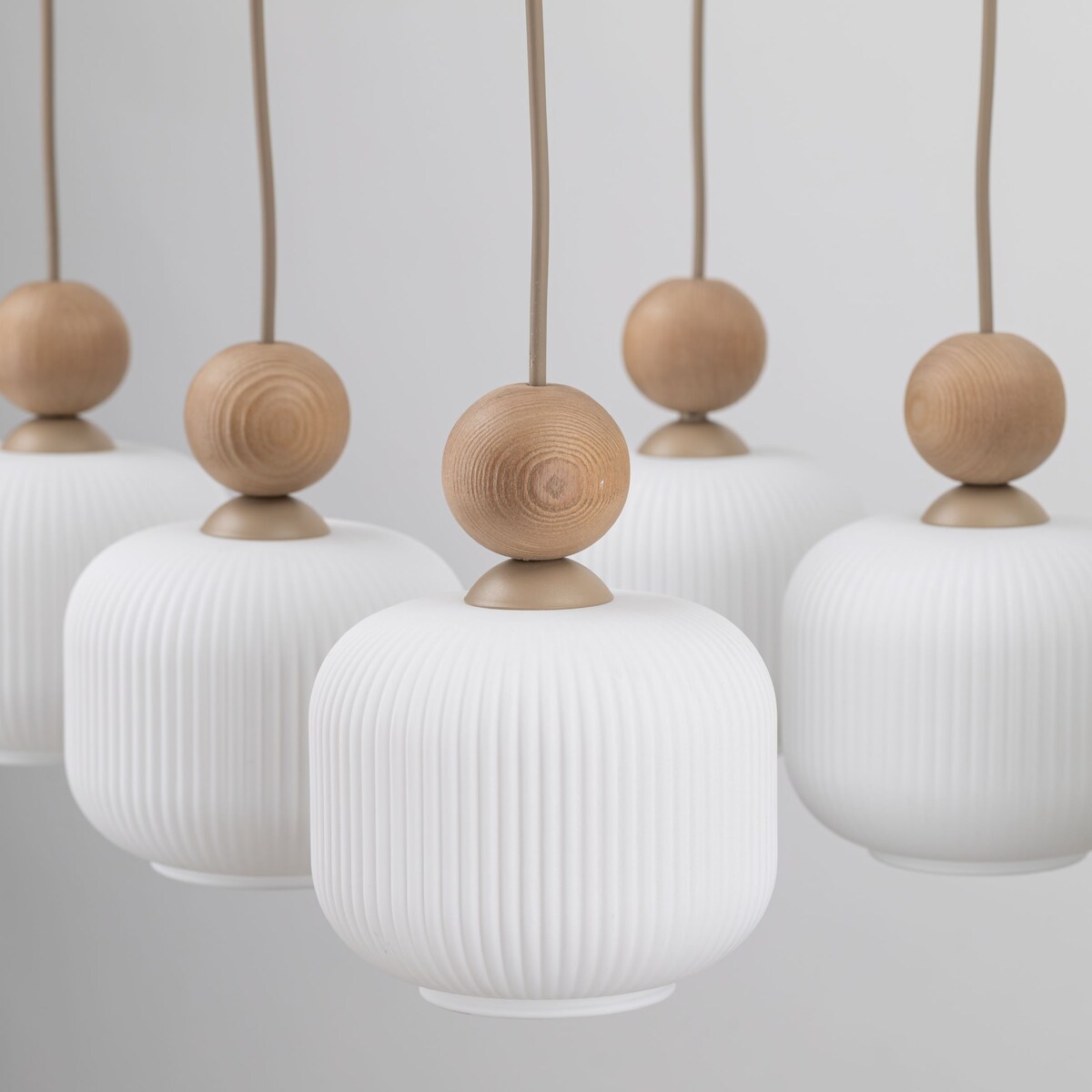 Lampa wisząca BALLO 11052 TK Lighting 6xE14 beżowo-biała szklana do salonu i jadalni regulowana wysokość