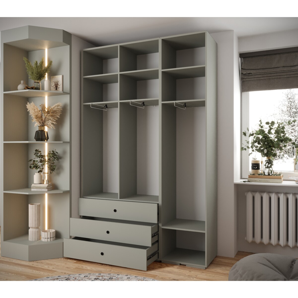 Garderoba wysoka do przedpokoju INOVA 3 Z17 kaszmir+czarny