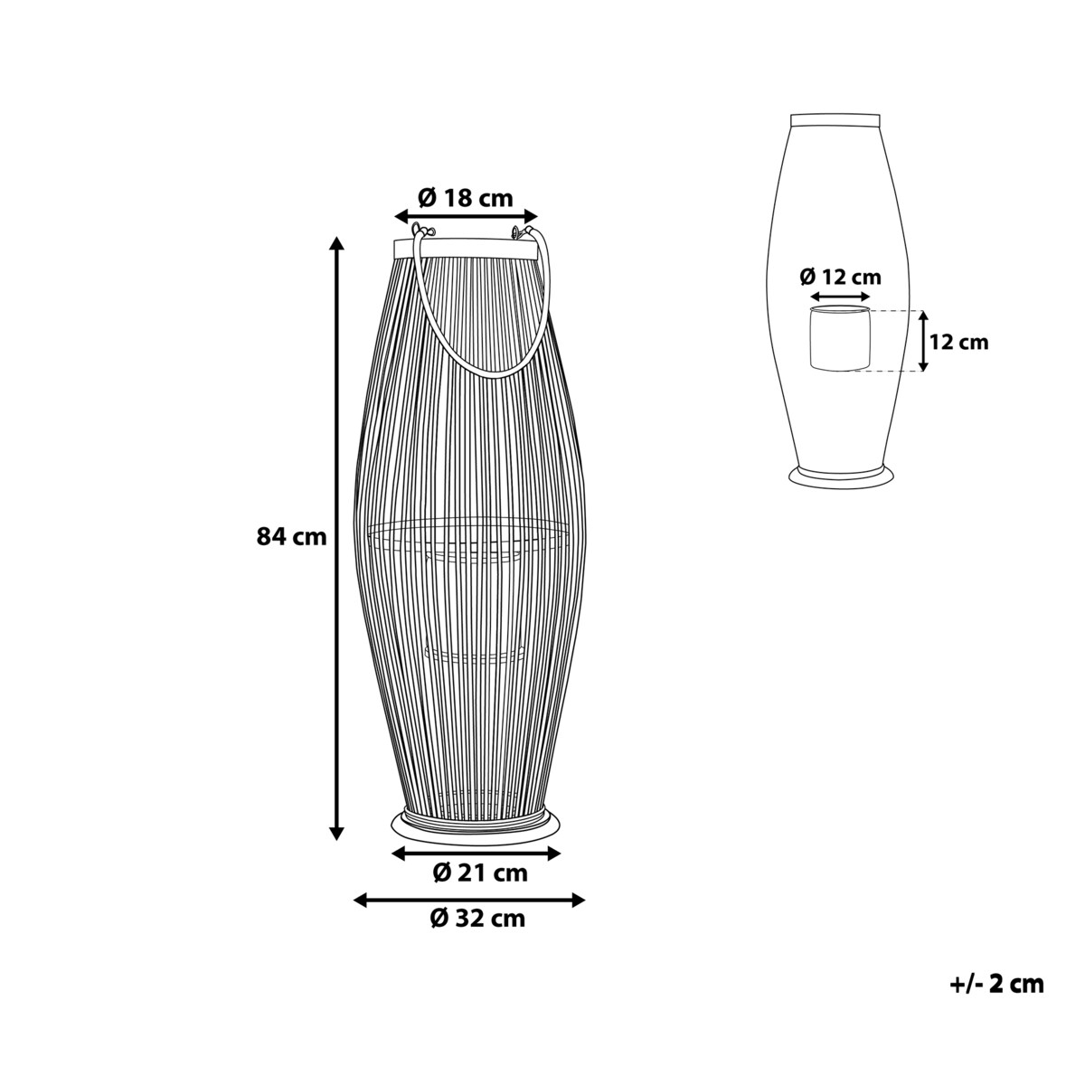 Lampion TAHITI Bambus 84 cm Czarny