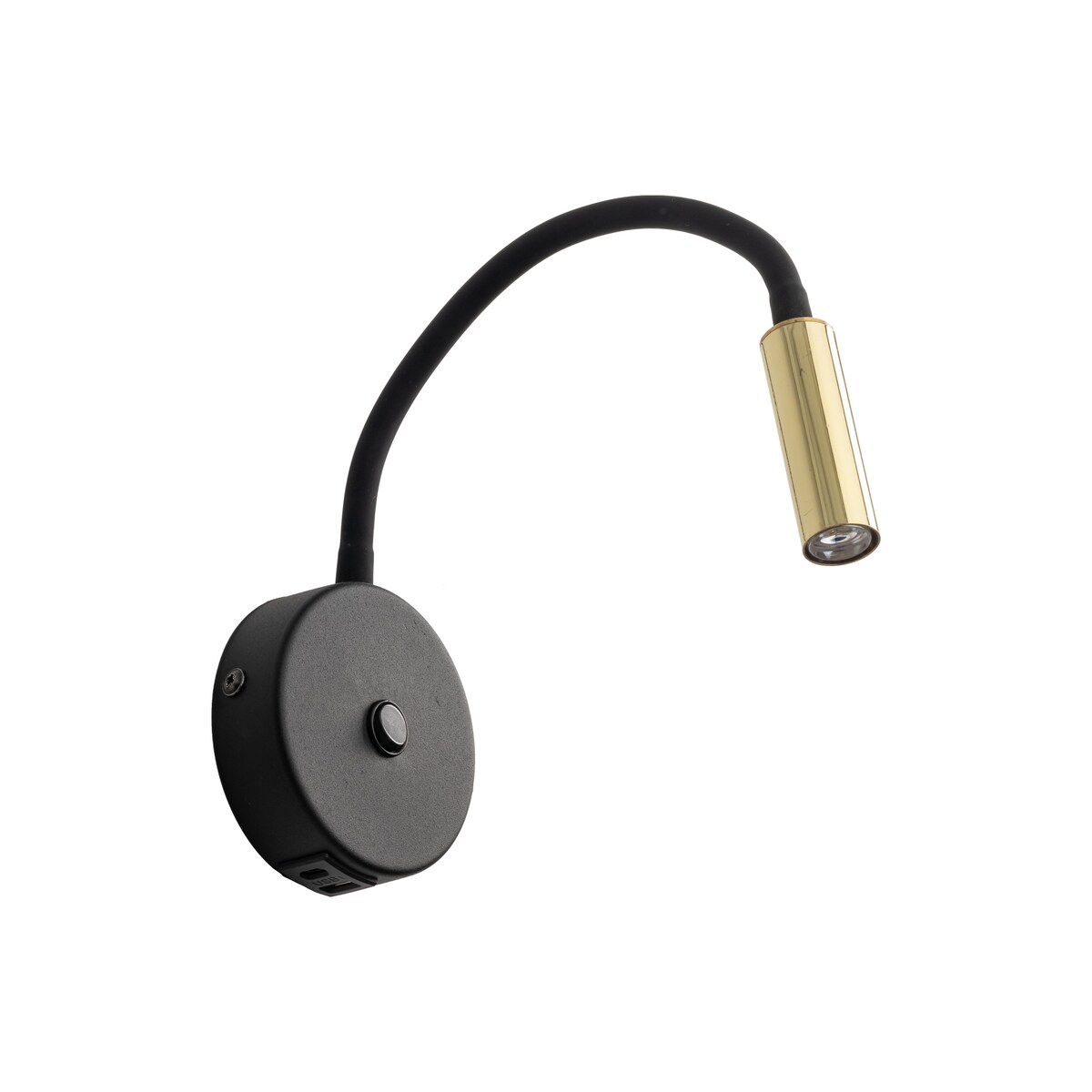Kinkiet LAGOS Black/Gold z wysięgnikiem, włącznikiem i USB, G9, TK Lighting 10201
