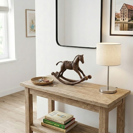 FIGURKA KOŃ KONIK NA BIEGUNACH BRĄZOWA BOHO LOFT RETRO DO DOMU SALONU