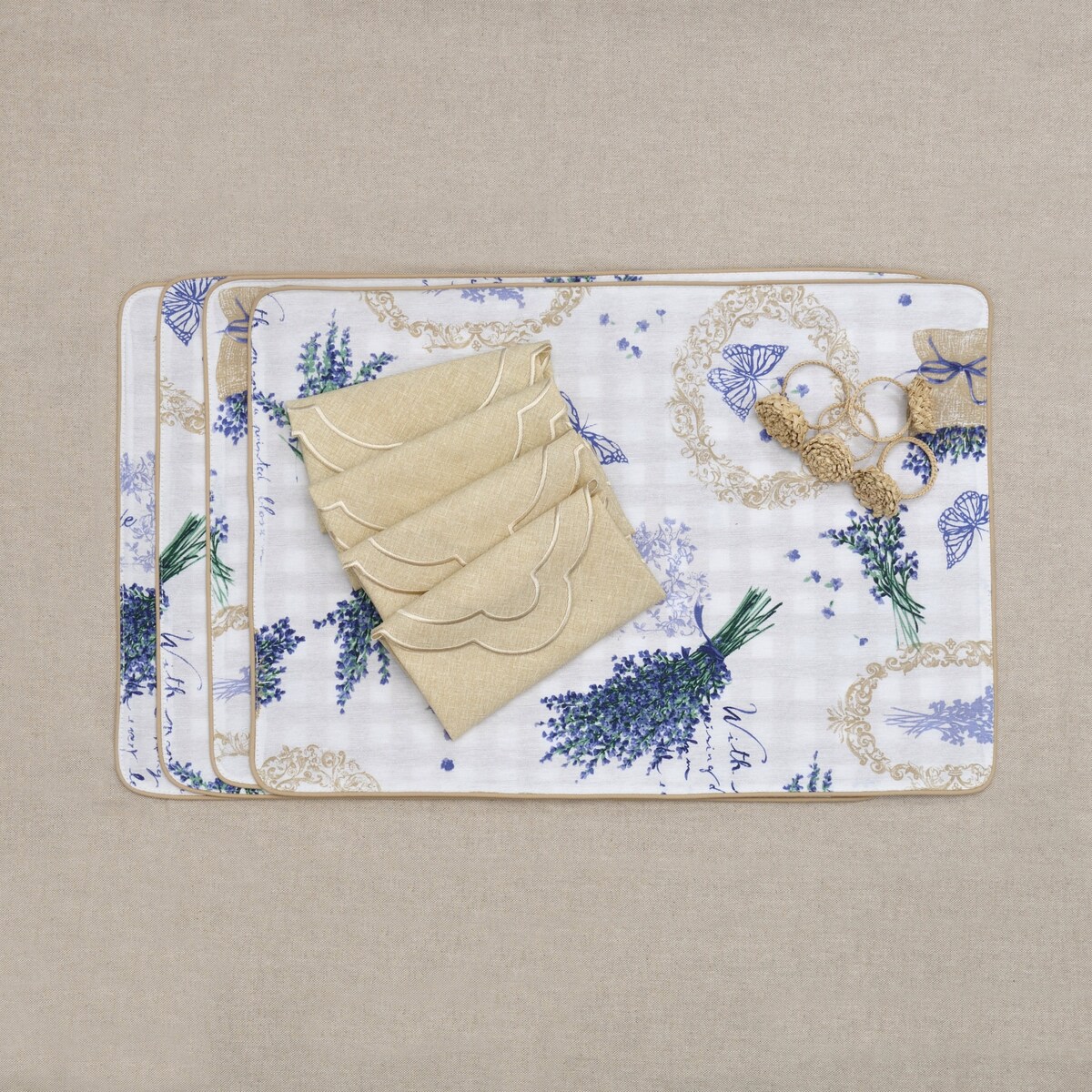 Bieżnik dwustronny Lavender & Beige Gingham