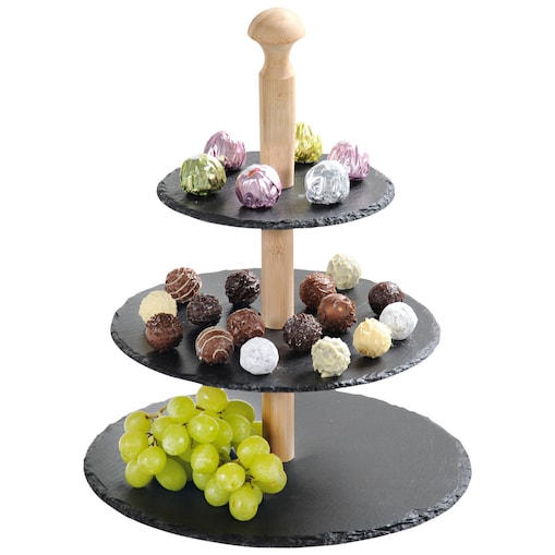 Patera 3-poziomowa, łupek kamienny, Kesper