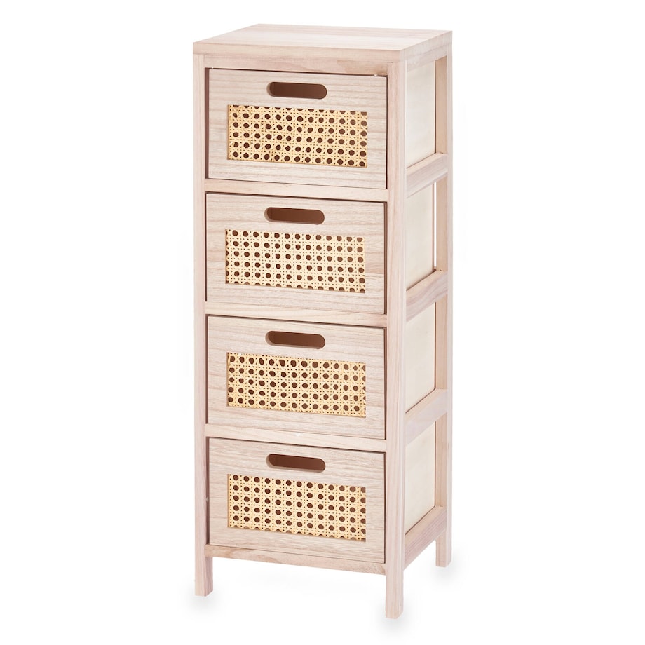 Komoda z 4-szufladami, plecionka wiedeńska, 25 x 27 x 73 cm