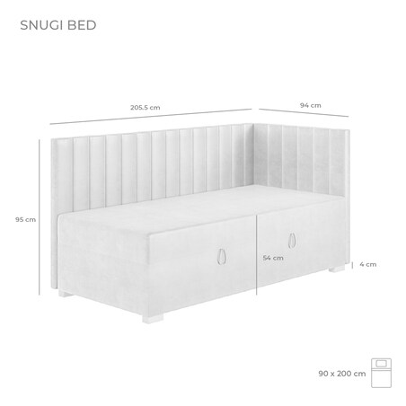 Mesonica Łóżko Snugi, linie granatowe, 90x200, Prawostronne